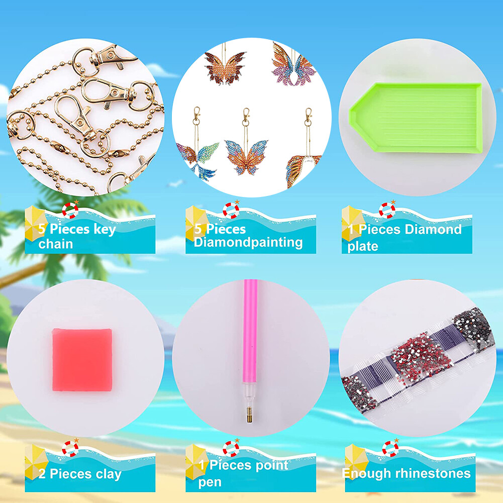 DIY Diamond Art Keychains Diamond Mosaic Kit Point Drill Key Ring