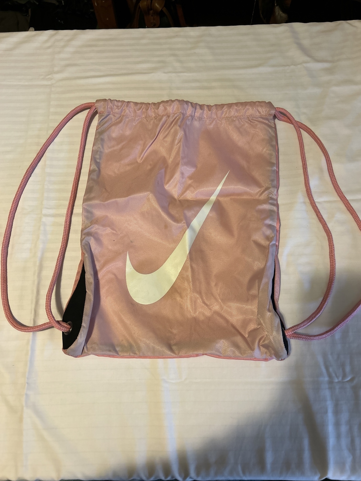 NIKE Gym Sack Drawstring Backpack Bag Lightweight Pink White Swoosh