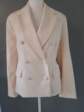 NWOT H M Sz M/8/10 Women's Ecru Double Breasted Blazer Jacket Orig Price 75