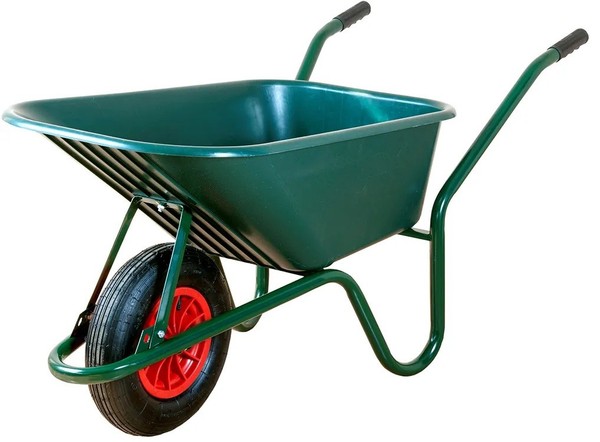 Limex Schubkarre Bauschubkarre Gartenkarre | 100 Liter | GrüN | Pp-Mulde-image