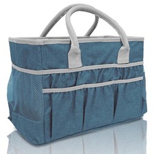 Blue WaterResistant Art Organizer Tote Craft Storage Bag Multiple Pockets