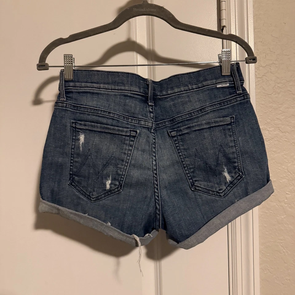 MOTHER The Teaser Roller Corto Lavado Gitano Denim Desgastado Puños Mujer Talla 26 Foto 3 de 4