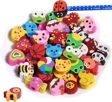 35PCS Fun Animal Fruit Pencil Topper Erasers for Kids Bulk,Cute Top Erasers Caps