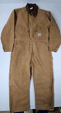 VTG Carhartt Detroit Coveralls Mens 42S Canvas Lined 996QZ Union USA Workwear