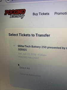 NASCAR O’Reilly Auto Parts Series Miller Tech 250 Sat Jun 13 2026 4pm GA ticket
