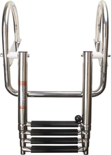 Boat Stainless Steel 4 Step Telescoping Folding Ladder Yacht Dock Marine