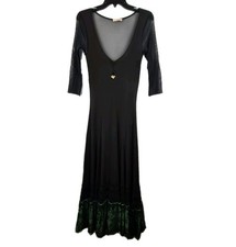 Camisa Vintage Passion Italia Malla Maxi Vestido Pequeño Negro Transparente Encaje Capricho