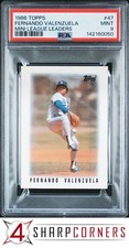 1986 TOPPS MINI #47 FERNANDO VALENZUELA DODGERS LEAGUE LEADERS POP 5 PSA 9