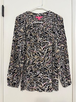 Lilly Pulitzer Women's  Can You Zee Me  100% Silk Elsa Shirt Top Blouse XS