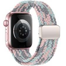 Mazoft Braided Bands With 38MM/40MM/41MM/42MM Series 11 10 , Gray Pink Blue