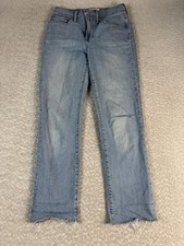 Madewell Jeans Womens 26 Blue The Perfect Vintage High Rise Straight Raw Hem