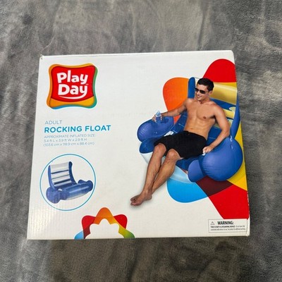 Play Day Rocking Float Adult Blue Inflatable Pool Lounger NEW OPEN BOX Summer