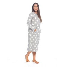 Ladies Soft Touch Polar Fleece Nightdress | Long Sleeve Button Placket Nightie