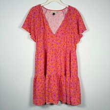 Target Universal Thread Linen Blend Vibrant Boho Floral Print Tiered Mini Dress