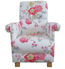 Clarke Abigail Fabric Adult Chair Armchair Pink Floral Flowers Chintz Accent New