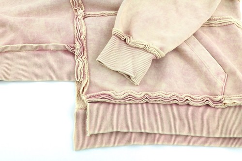 DIESEL F-Mikky Women Hoodie M Peach Washed Hooded Asymmetrical Pocket RRP€195 - Picture 5 of 10