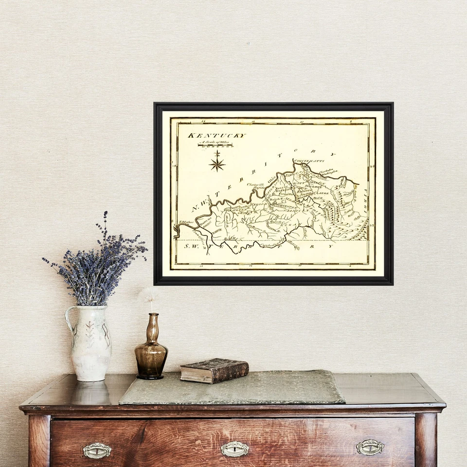 Old Map of Kentucky 1795 - Vintage Kentucky Art - Image 4 of 4
