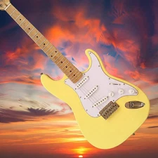 Electric Guitar Solid Body 6 String S T Yellow Maple Neck Maple Fretboard