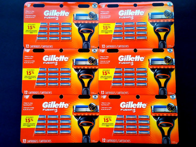 72 X GILLETTE FUSION 5 PROGLIDE REFILLS/RAZORS, 6 PACKS OF 12. NEW IN PACKAGING