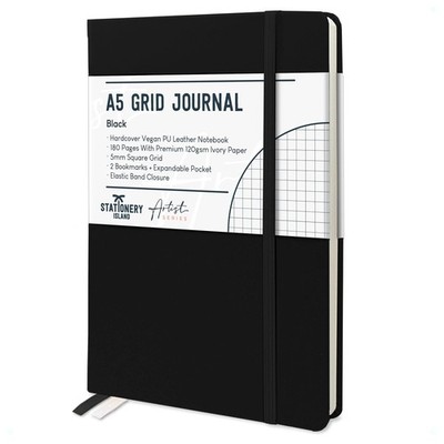 Notizbuch A5 Kariert, Journal Hardcover mit 120 g/m² Dickem Papier, 180 Seite...