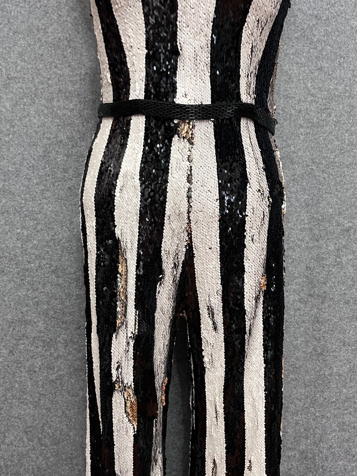 Jovani Striped Glam Mermaid Reversible Sequins Pant Hoco Dress 0 Cocktail - Image 3 of 4