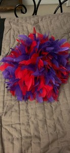 Red & Purple Feather Wig Costume,Mardi Gras,Party,Red Hat Society;no tags,EUC