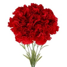 Artificial Red Carnations Flowers 8pcs Silk Cartions Red Flowers with Long St...