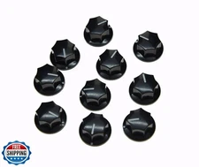 Dopro 10pcs Black Mini MXR Style Skirted AMP Knob Brass Insert Effect Pedal K