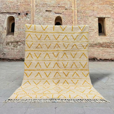 Yellow Berber Rug, Yellow Moroccan Rug, Ivory Yellow Rug, Mustard