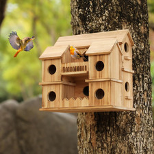 Bird House for outside 10 Hole Bird House Room for 10 Birds Families, Large Hang