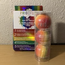 Prideful 3 Piece Bath Bomb Set, Rainbow Colors FREE 5PC FACE MASKS