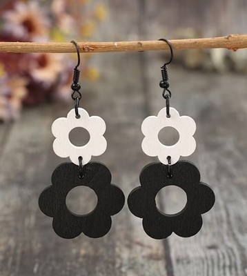 Damenmode Acryl Farbe Blume Tropfen Baumeln Boho Ohrringe Retro Schmuck 