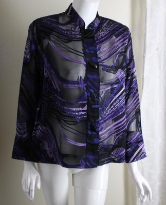 New Drapers & Damons Sz PM P M Purple Galactic Art Burnout Jacket Topper Chic