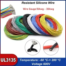 UL3135 Soft Silicone Cable Flexible Stranded Hook Up Wire Tinned Copper 10~30AWG