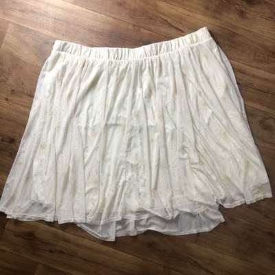 Torrid Plus Size 6X Ivory Gold Star Starburst Celestial Midi Mesh A Line Skirt
