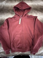 Skims Cotton Fleece Zip Hoodie Merlot Red Size S Cropped Zip Up