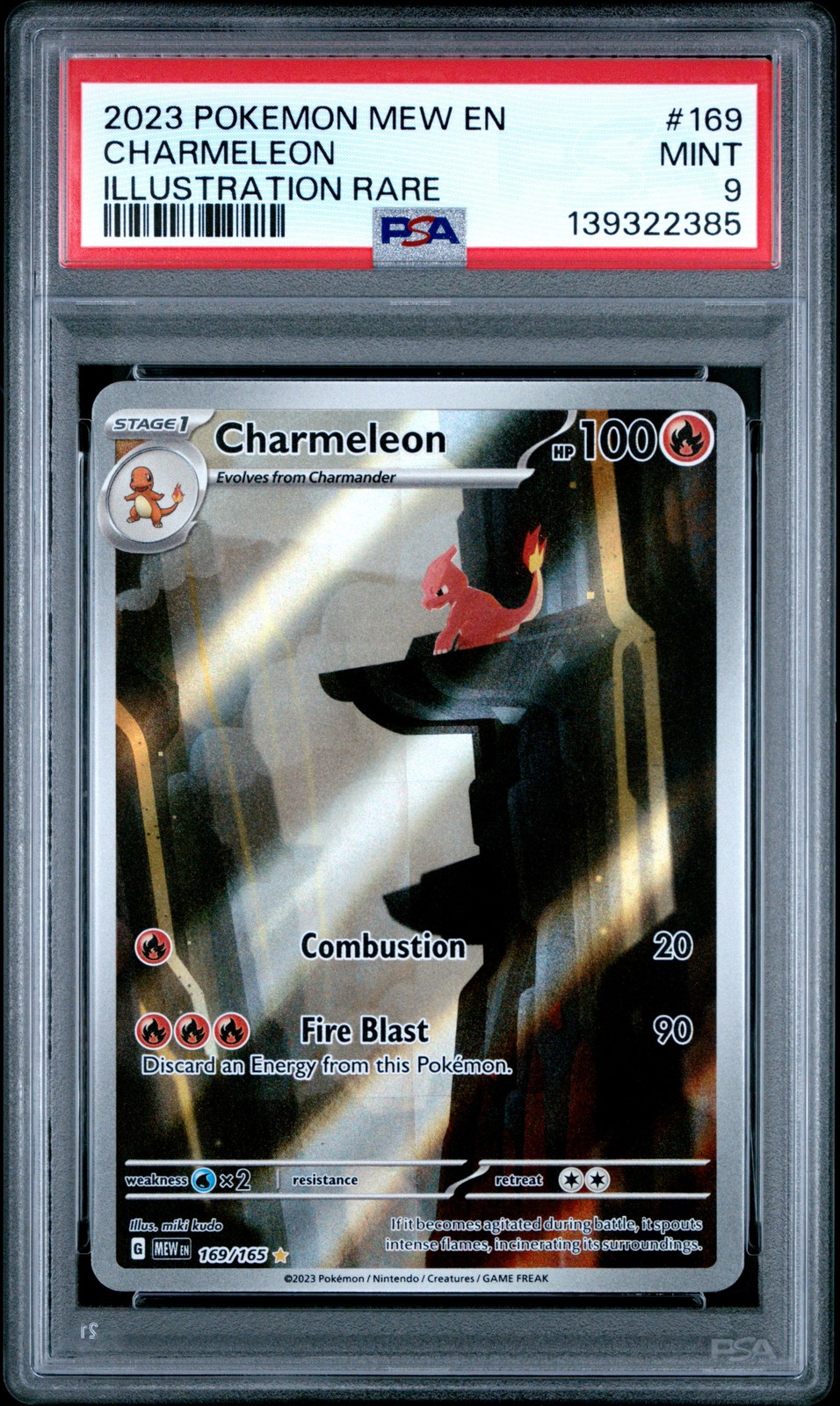 2023 POKEMON MEW EN-151 ILLUSTRATION RARE #169 CHARMELEON PSA 9