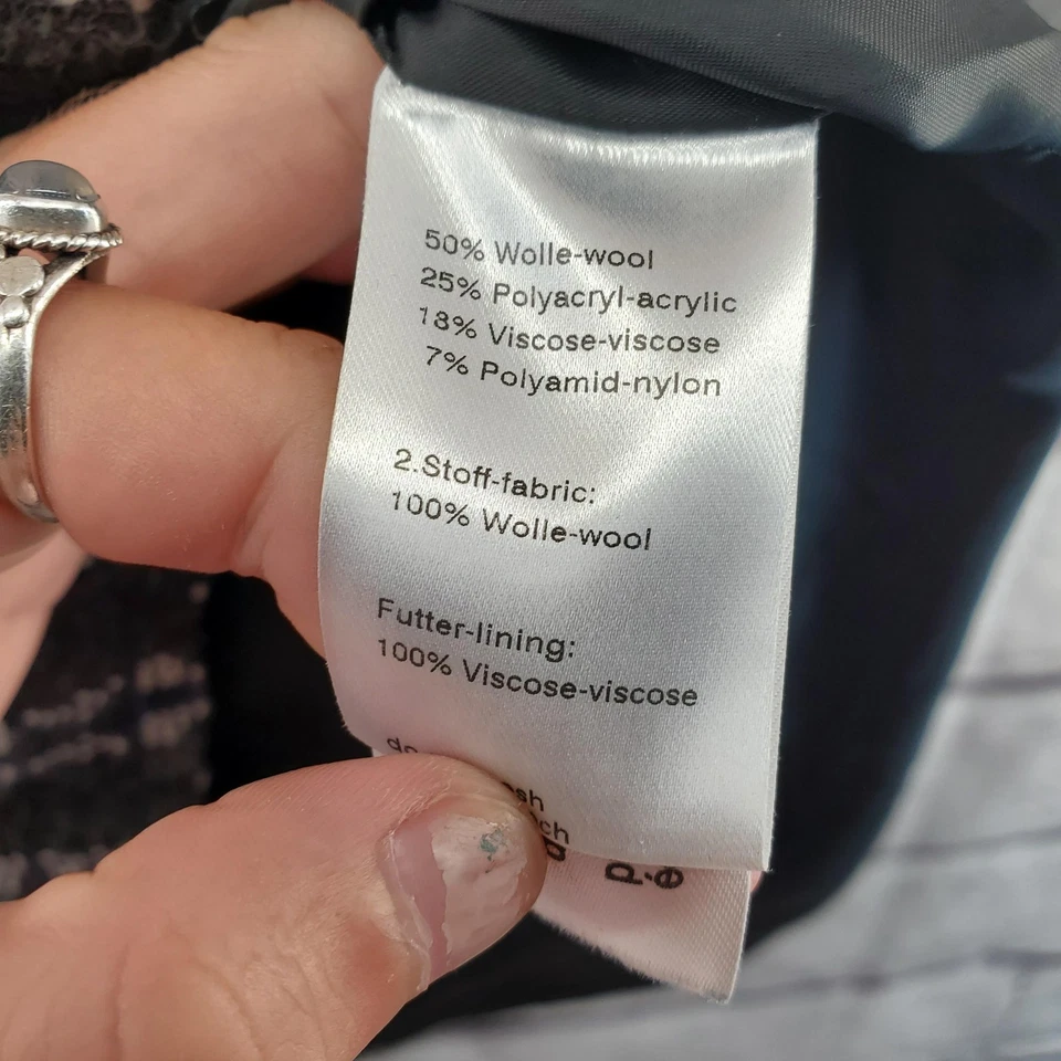 Chaqueta Akris Punto Mujer 10 Negra Mezcla Lana Cremallera Frontal Jacquard Tejido Forrado Foto 3 de 4