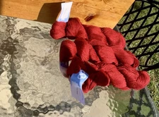 Lot Of 3 Hanks Cloudborn Fibers Crimson Heather Red Merino Wool,Silk,Alpaca