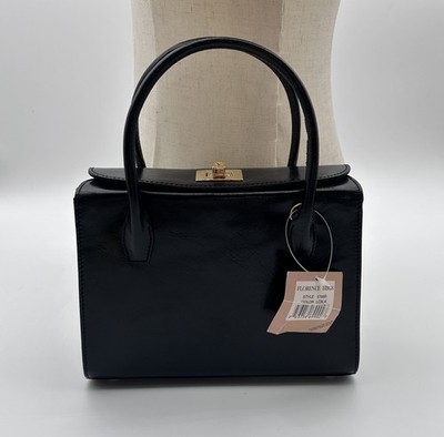 Vtg Etienne Aigner Florence Leather Handbag Black Top Handle Box Bag NWT 5768R