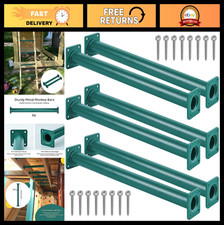 Set of 6 Metal Monkey Bars for Backyard Playset - 16.5" Climbing Handles, Green