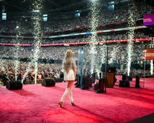 ERIKA KIRK SPEAKING AT CHARLIE KIRK FUNERAL MEMORIAL SERVICE 8X10 PHOTO