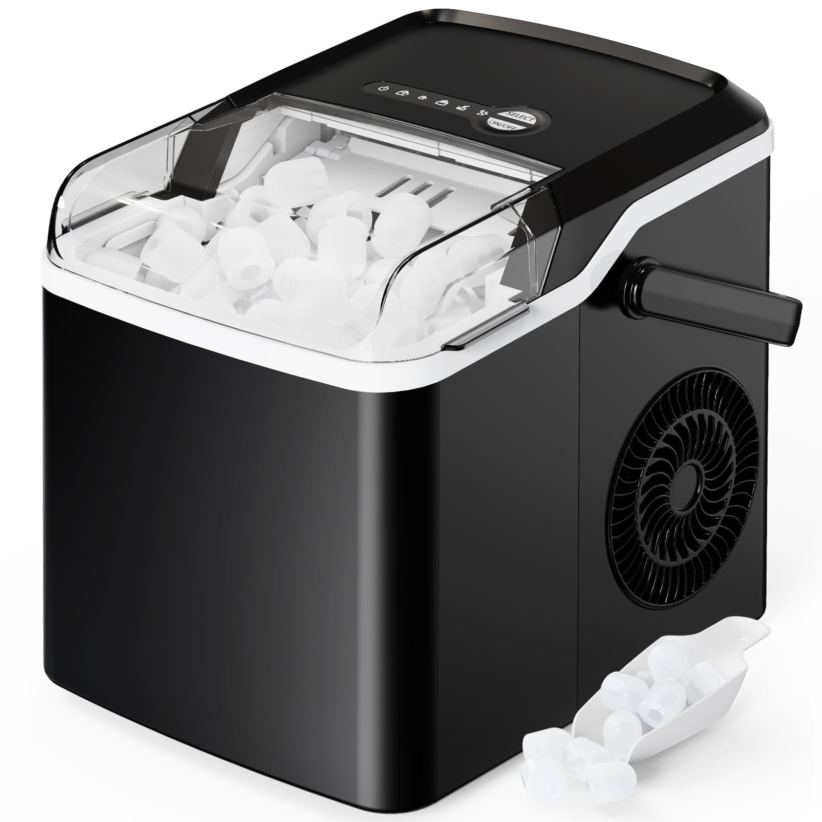 Countertop Ice Maker - 9 Cubes Ready in 6 Mins, 26lbs in 24Hrs, Portable Ice ...
