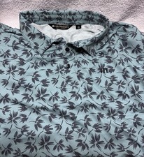 Travis Mathew Polo Shirt Men  s XXL Blue Floral Golf Casual Short Sleeve