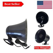 Weatherproof 12W PA Horn Speaker - Black, 8 Ohm, 3.5mm Plug
