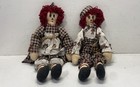 Raggedy Ann and Andy Cloth Doll Lot 2 Pieces Heartstrings Teddy Bear Theme 19" — photo 1