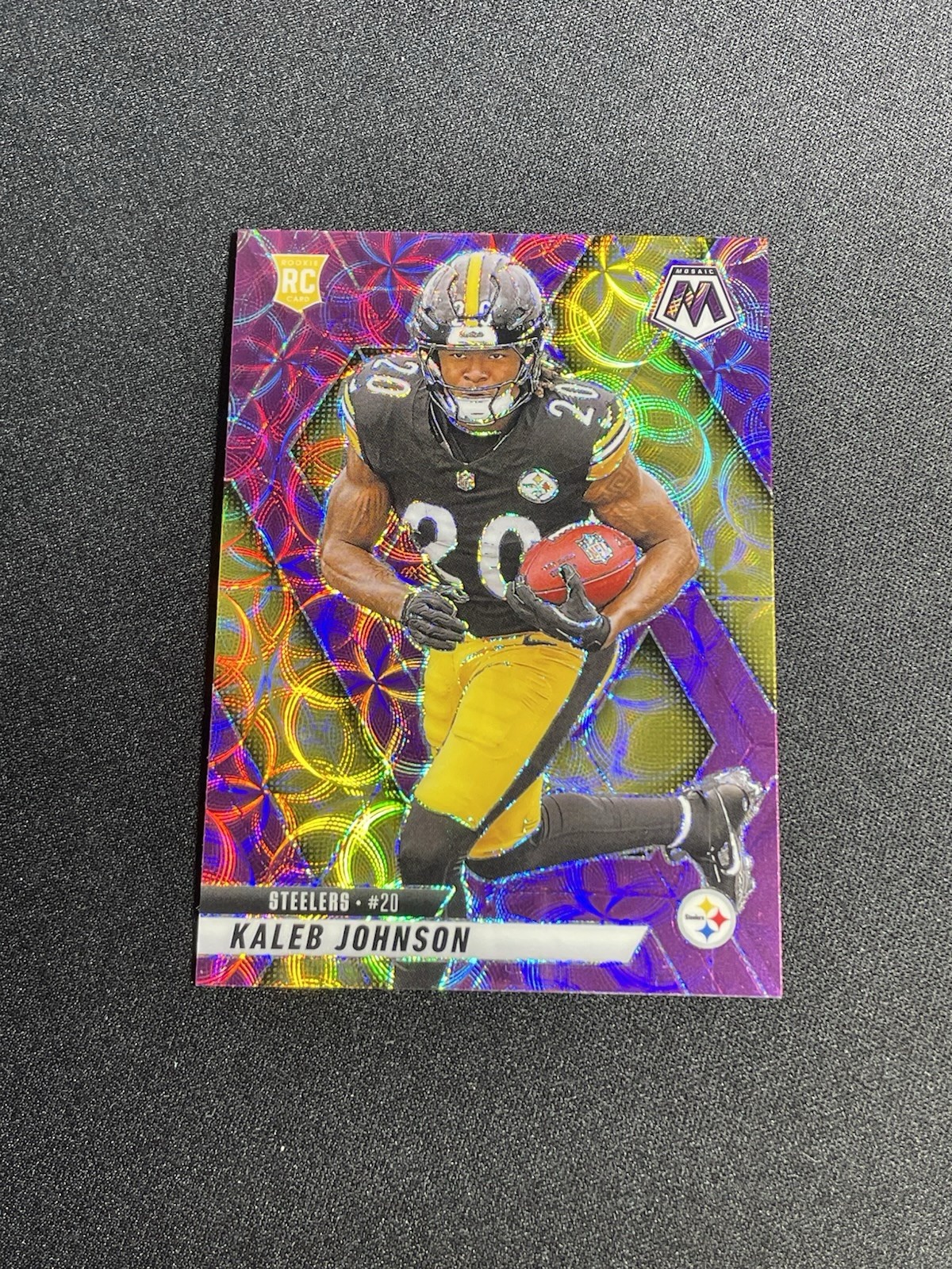 2025 Panini Mosaic Purple Scope Prizm Kaleb Johnson 315 RC Steelers