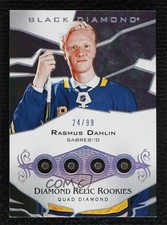 2018-19 Upper Deck Black Diamond Relic Rookie Gems Quad 24/99 Rasmus Dahlin 2yq