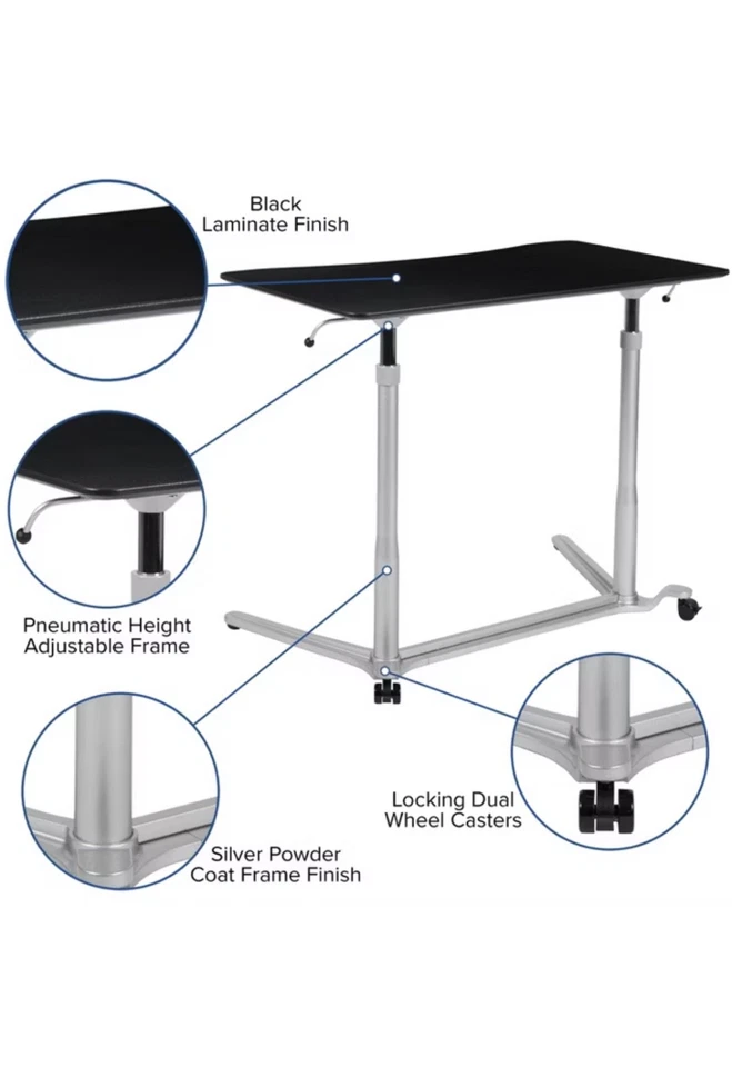 Escritorio de computadora Flash Furniture de pie y sentado negro Foto 2 de 4