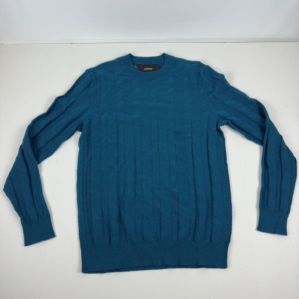 Мужской текстурированный свитер с круглым вырезом и длинными рукавами в стиле шеврон от Alfani синий Gem-XL 4790₽